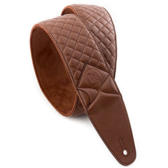 D&A Guitar Gear Pro Quilted Leather Guitar Strap, Burlywood Brown w/Cream Stitch (VBBCS-0100)