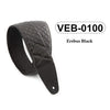 D&A Pro- Quilted Leather Guitar & Bass Strap Erebus Black w/White Stitching (VEBWS-0100)